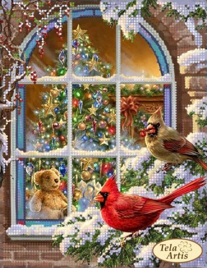 “In attesa di Natale. Uccellini”. Schema ricamo a perline