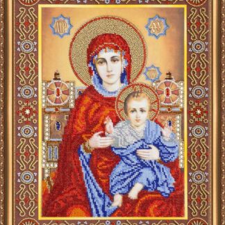 "Madonna in trono con il bambino". Kit-icona ricamo a perline