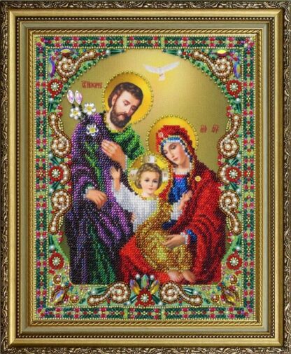 “La Sacra Famiglia”-02. Kit-icona ricamo a perline