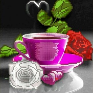 "Caffè e rose". Schema ricamo a perline