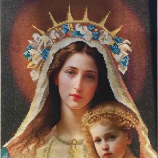 "Vergine Maria con Gesù bambino". Schema ricamo a perline