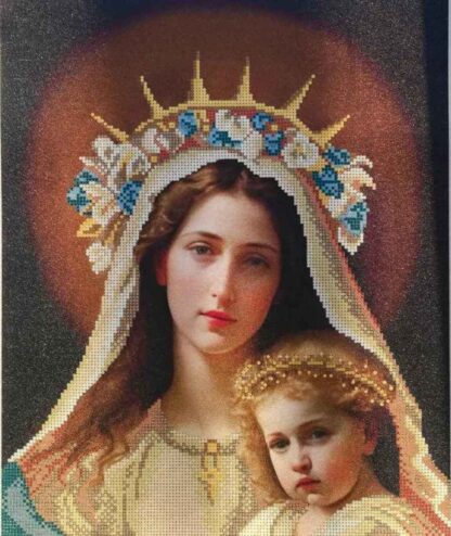 "Vergine Maria con Gesù bambino". Schema ricamo a perline