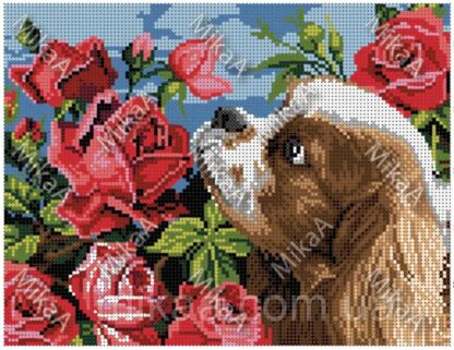 "Il cane giardiniere. Rose". Schema ricamo a perline