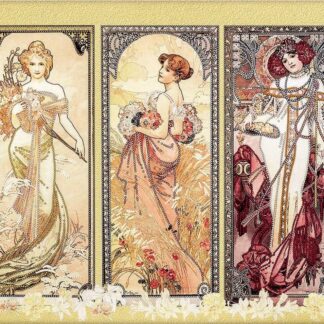 "Le stagioni" di Alfons Mucha. Schema ricamo a perline