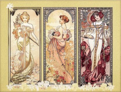 "Le stagioni" di Alfons Mucha. Schema ricamo a perline