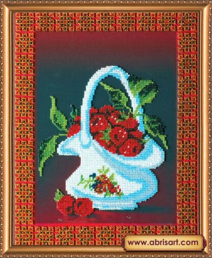 "Cesto di lamponi". Kit ricamo completo di perline - Image 2