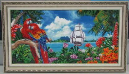 "Paradiso tropicale". Kit ricamo completo di perline