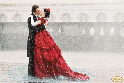 "Bacio sotto la pioggia". Schema ricamo a perline