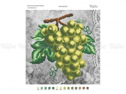 "Grappolo di uva bianca". Schema ricamo a perline