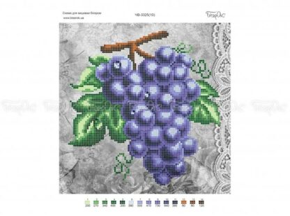 "Grappolo di uva nera". Schema ricamo a perline