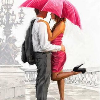 Incontro romantico sotto ombrello
