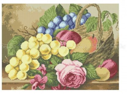"Uva e rose". Schema ricamo con perline