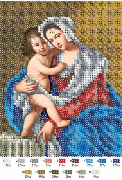 "La Madonna con Bambino di Massimo Stanzione". Schema ricamo a perline