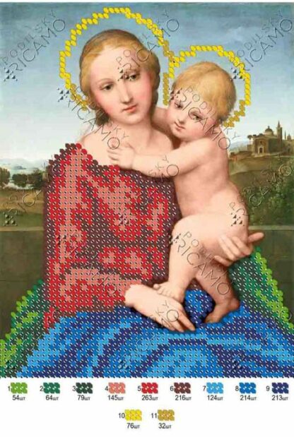 "La Piccola Madonna Cowper di Raffaello Sanzio". Schema ricamo a perline