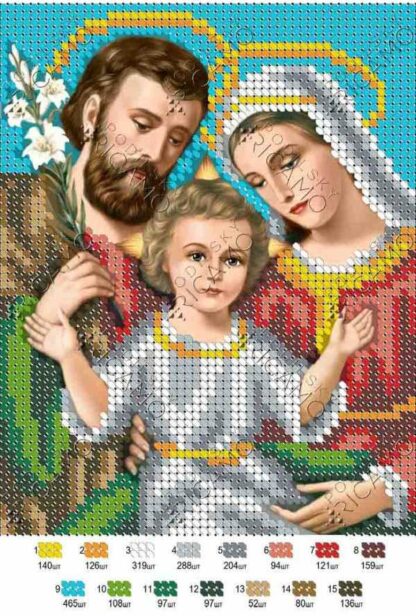 "La Sacra Famiglia". Schema ricamo a perline