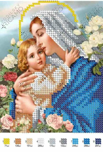 "Madonna con Bambino Gesù". Schema ricamo a perline