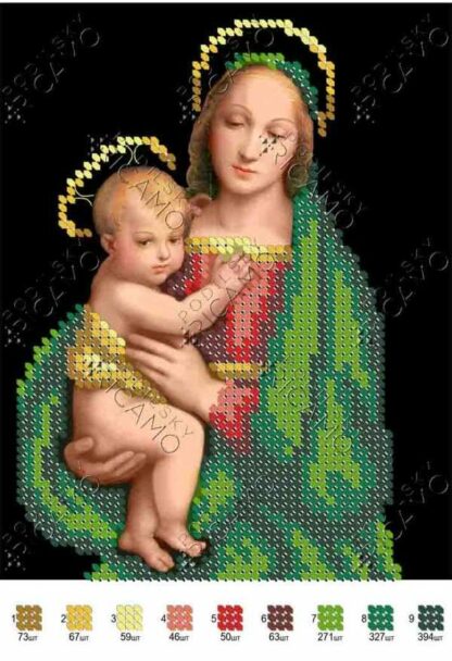 "Madonna del Granduca di Raffaello Sanzio". Schema ricamo a perline