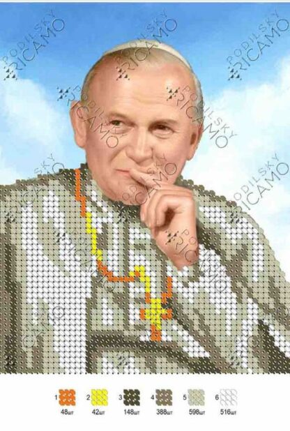 "Papa Giovanni Paolo II". Schema ricamo a perline