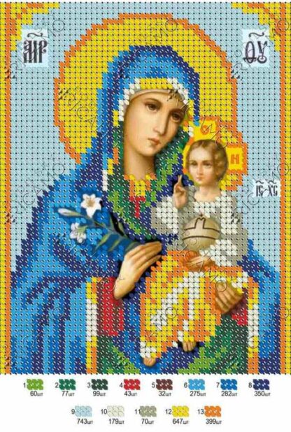 "Vergine con bambino". Schema ricamo a perline