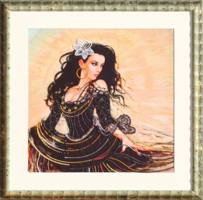 "Zingarella". Quadro ricamato a perline