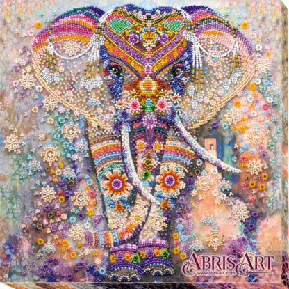 "Elefante indiano con mandala". Kit ricamo a perline
