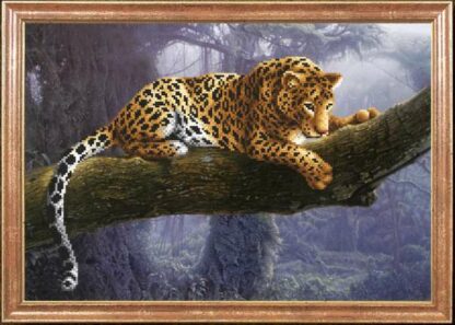"Leopardo sull'albero". Schema ricamo a perline