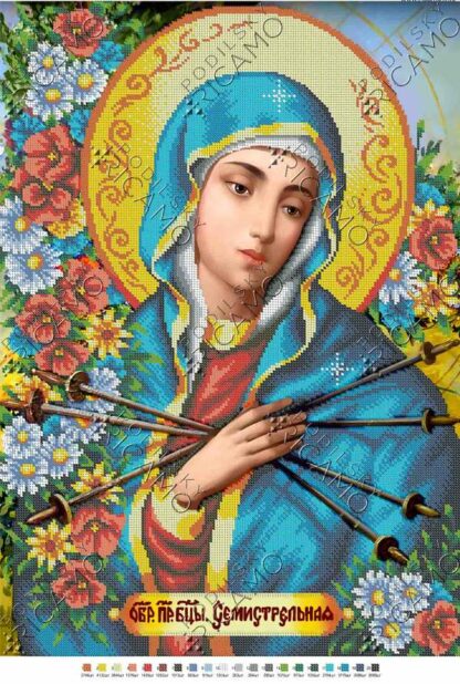 "Madre di Dio Sette Frecce". Schema ricamo a perline