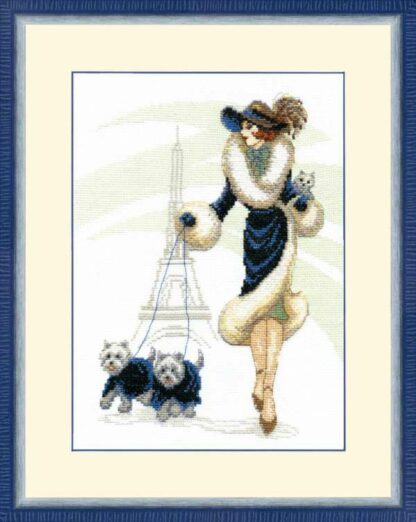 "Passeggiata a Parigi". Kit ricamo punto croce