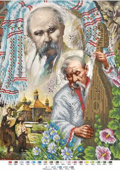 "Taras Hryhorovyč Ševčenko". Schema ricamo a perline