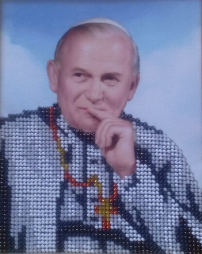 "Papa Giovanni Paolo II". Quadro ricamato a perline - Image 2