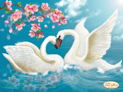 "Amore per sempre. Cigni".  Schema ricamo a perline