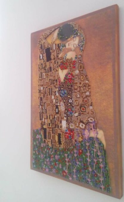 "Il bacio" di Gustav Klimt. Quadro ricamato a perline - Image 4