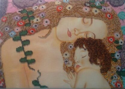 "Le Tre Età della Vita"(frammento) di Gustav Klimt. Quadro ricamato a perline