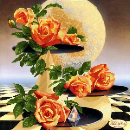 "Rose e luna" di Ilene Meyer. Schema ricamo a perline