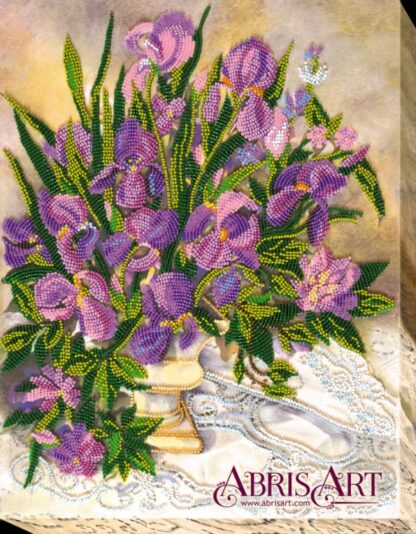 “Bouquet di Iris barbate”. Kit ricamo a perline