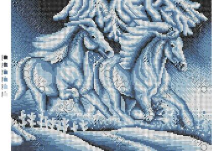 "Due galoppo i cavalli bianchi come la neve". Schema ricamo a perline