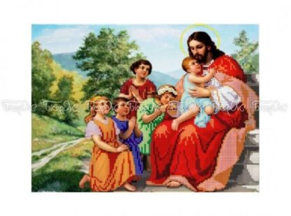 "Gesù e i bambini". Schema ricamo a perline