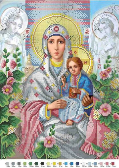 "Madonna con Gesù bambino. Malva". Schema ricamo a perline