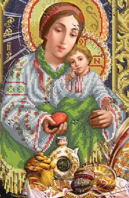 "Madonna con Gesù bambino. Uovo di Pasqua". Schema ricamo a perline - Image 2