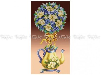 "Topiario con magnolie". Schema ricamo a perline