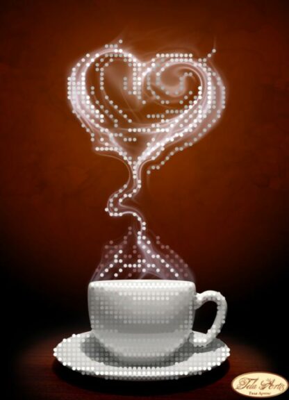 "Una tazza di caffè con amore". Schema ricamo a perline