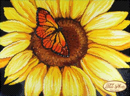"Farfalla sul girasole".  Schema ricamo a perline