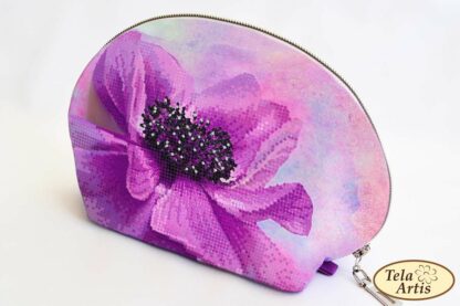 "Fiore viola". Porta trucco ricamo a perline