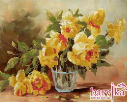 “Rose gialle”. Schema ricamo a perline