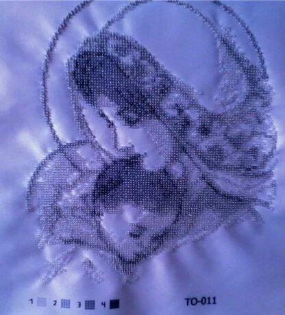 "Madonna con bambino Gesù Cristo"-02. Monocrome-grigio. Schema ricamo a perline - Image 2
