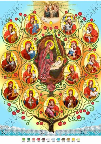 "Albero della Vergine". Schema ricamo a perline