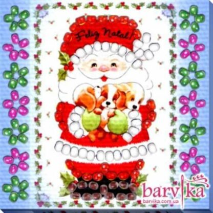 "Babbo Natale". Kit-calamita ricamo a perline