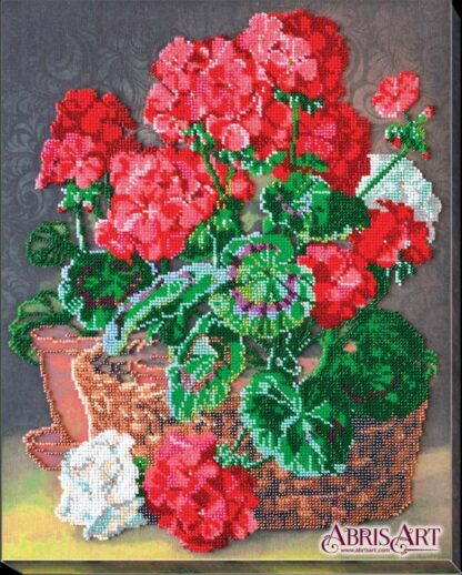 "Geranio rosso". Kit ricamo a perline