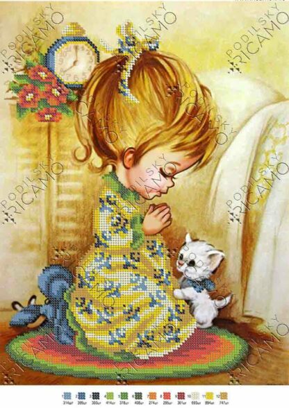 "La preghiera. Bambina". Schema ricamo a perline