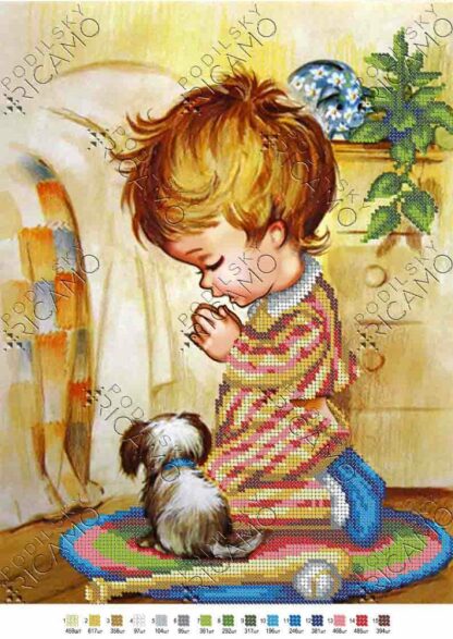 "La preghiera. Bambino". Schema ricamo a perline